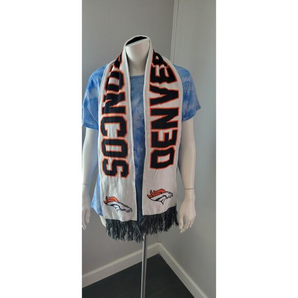Denver Broncos Reversible Home/Away Games Fleece Scarf FOCO Logo Fringe - Picture 2 of 8